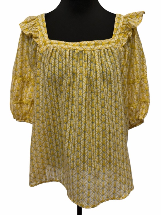 Hayden Tops - Hayden LA M Yellow Floral Square Neck Puff Sleeve Blouse Boho Cottagecore